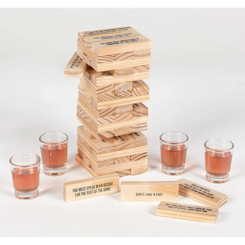 Braunes Trinkspiel Jenga, 2-teilig