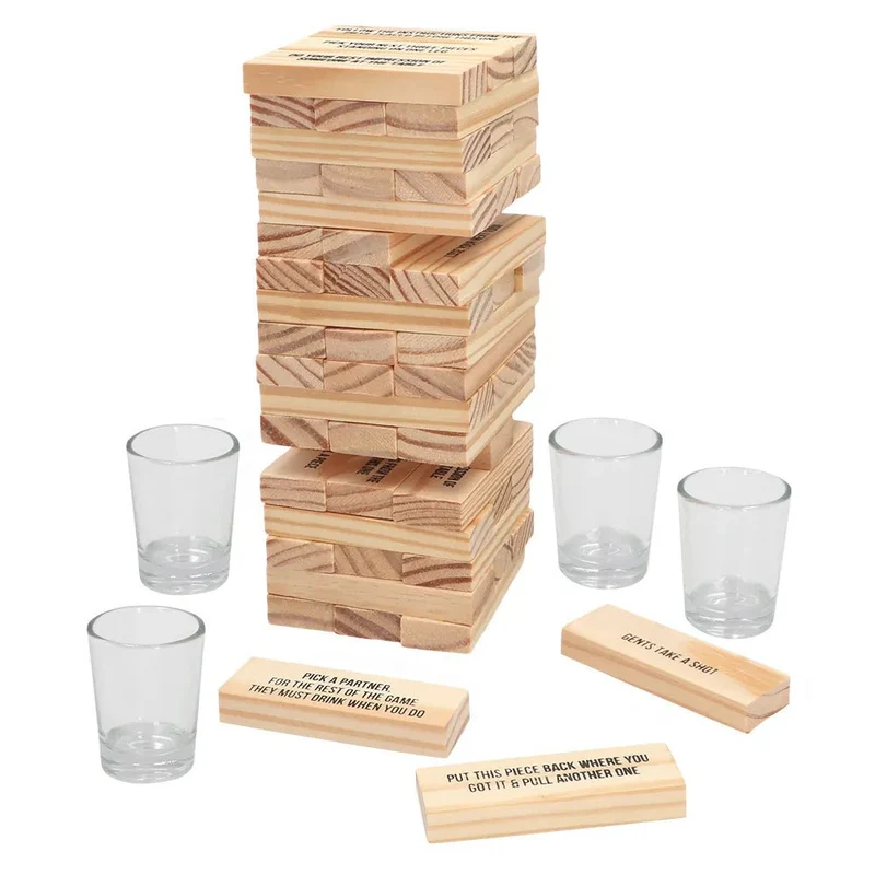Braunes Trinkspiel Jenga, 2-teilig