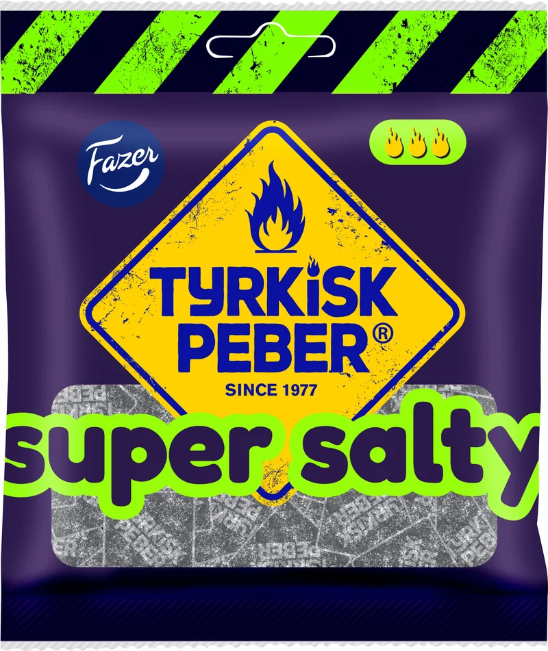 Fazer Tyrkisk Peber Super Salty salmiakkipussi 80g