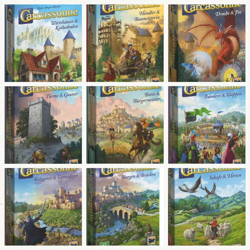 Carcassonne Erweiterungen, verschiedene, neue Auflage 2025
