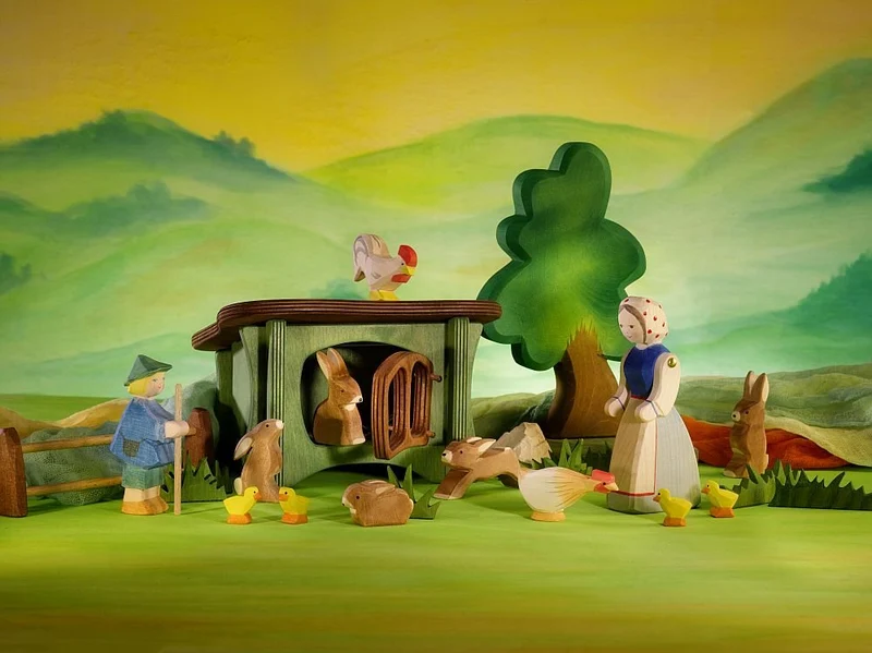 Ostheimer Holzfigur - Hasen / Gänsestall