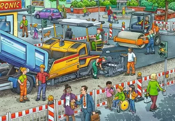 Straßenbaustelle Kinderpuzzle 2x12 Teile ab 3 Jahren