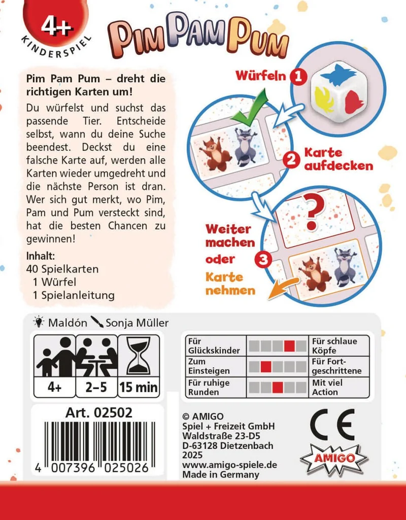 Pim Pam Pum Spiel für Kinder – Memo- & Würfelspaß