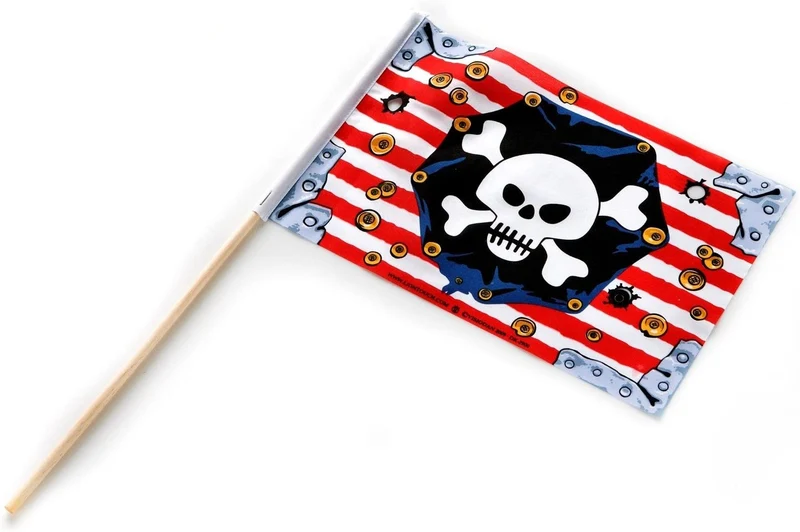 Piraten-Flagge Red Stripe mit Holzstab – BestSaller