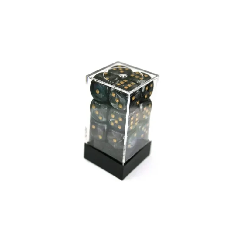 Chessex Lustrous Black/Gold W6 16mm Set