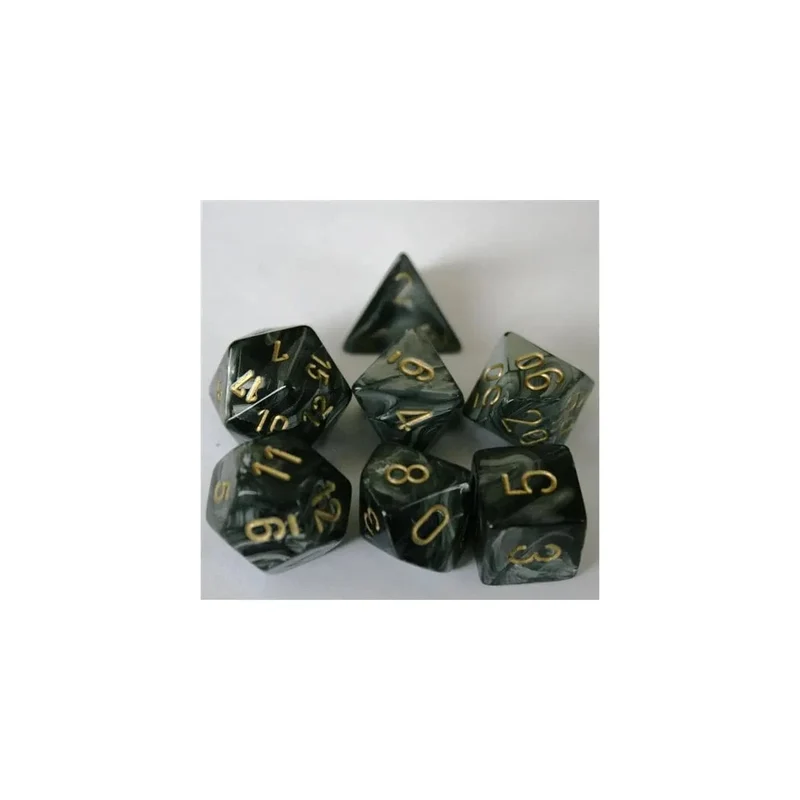 Chessex Lustrous Black/Gold Set