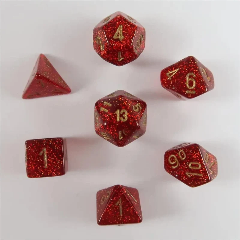 Chessex Glitter Ruby red/gold Mini-Würfelset