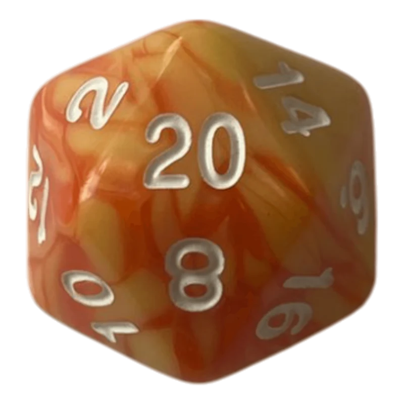 W20 Perlmuttwürfel Set in Orange & Gelb