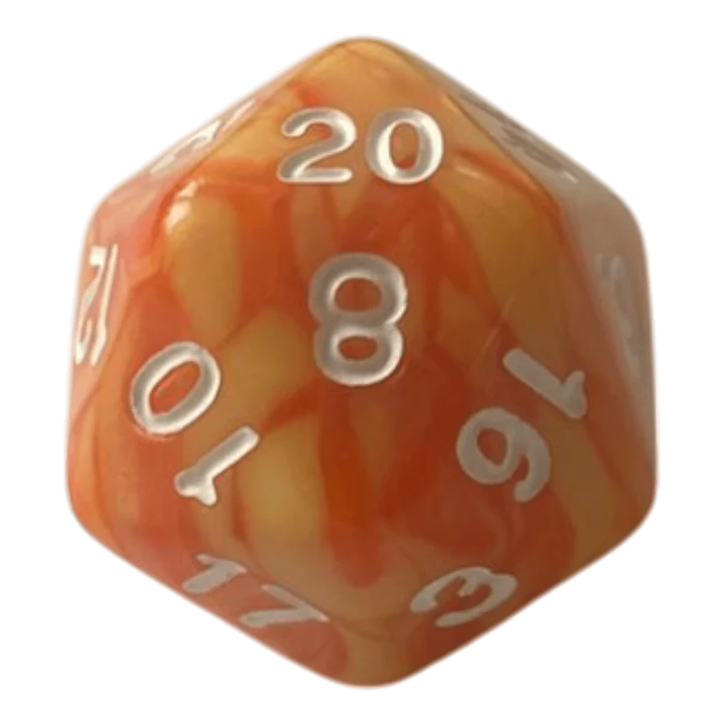 W20 Perlmuttwürfel Set in Orange & Gelb