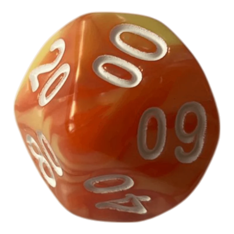 W10-0 Perlmuttwürfel Set in Orange & Gelb
