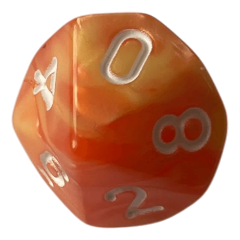 W10 Perlmuttwürfel Set in Orange & Gelb