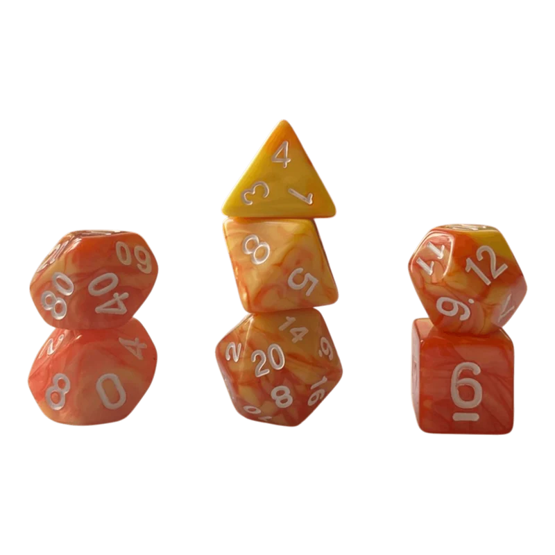 Perlmuttwürfel Set in Orange & Gelb