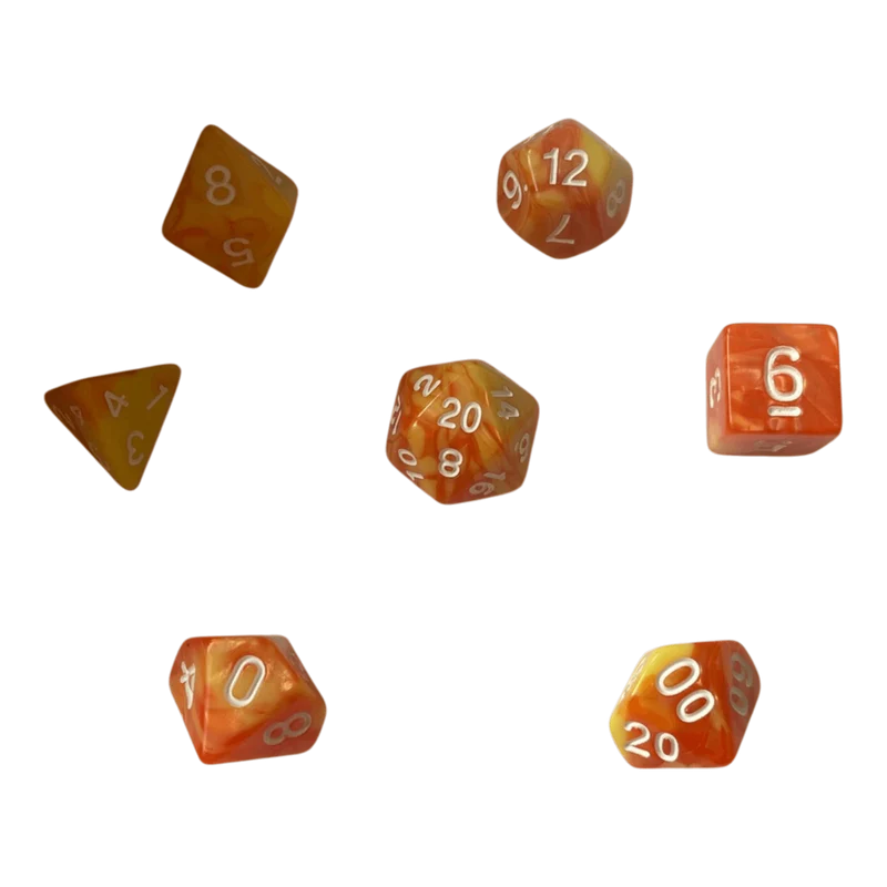 Perlmuttwürfel Set in Orange & Gelb