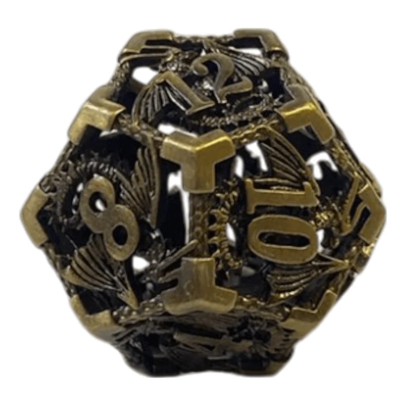 W12 Drachenwürfel - Antiken Messing - 18mm