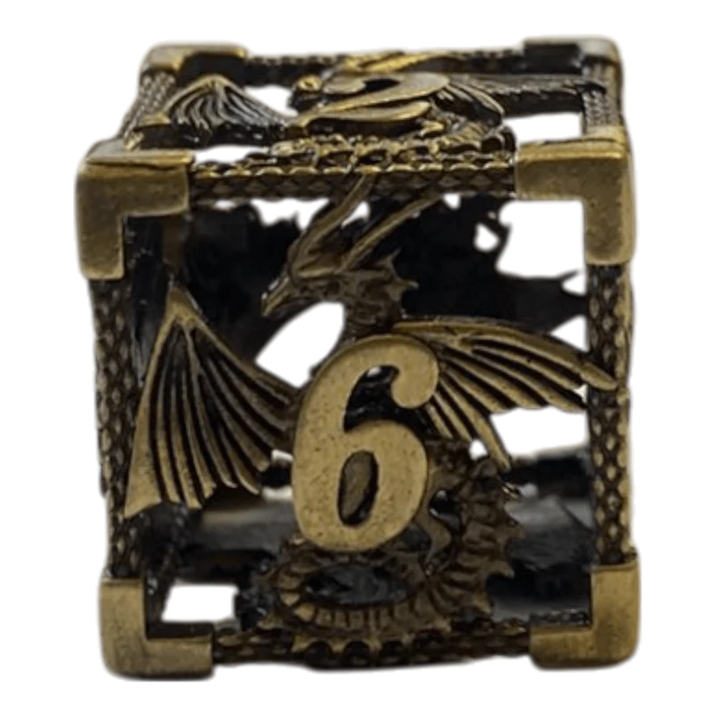 W6 Drachenwürfel - Antiken Messing - 18mm