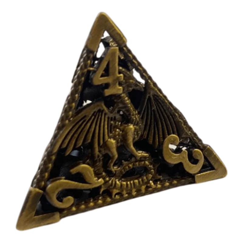 W4 Drachenwürfel - Antiken Messing - 18mm