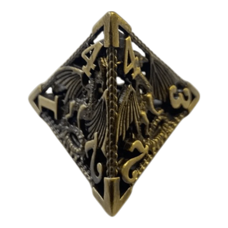 W4 Drachenwürfel - Antiken Messing - 18mm