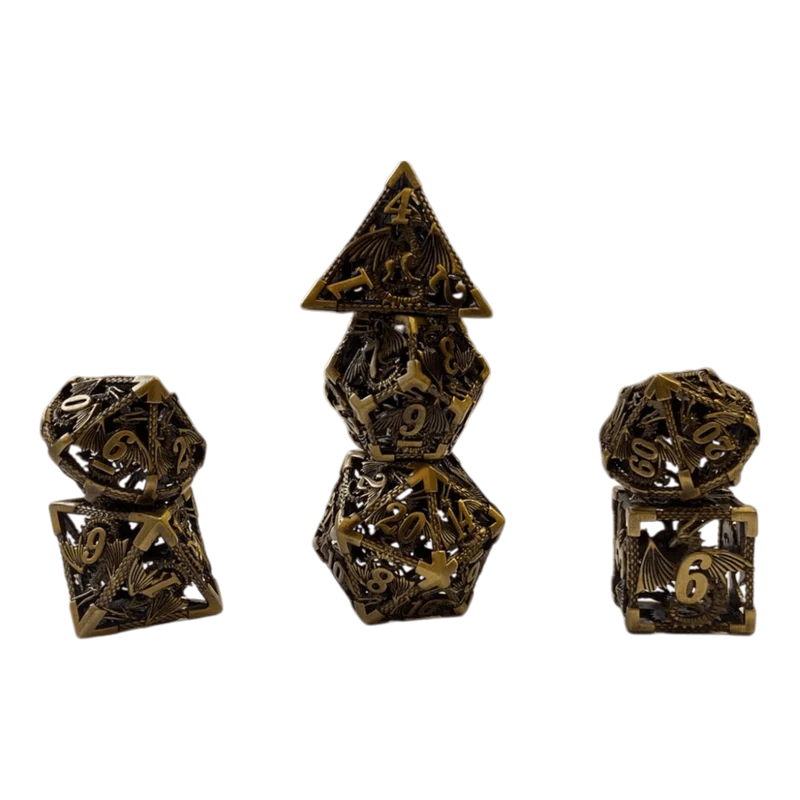 Drachenwürfel Set - Antiken Messing - 18mm