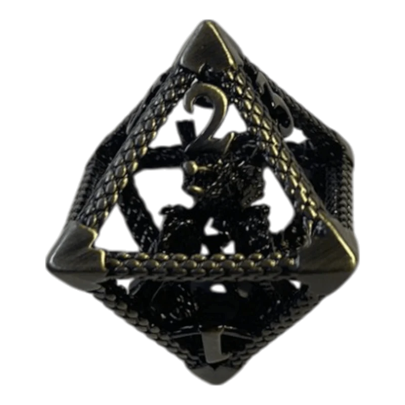 W8 Drachenwürfel aus Antiken Silber - 18mm