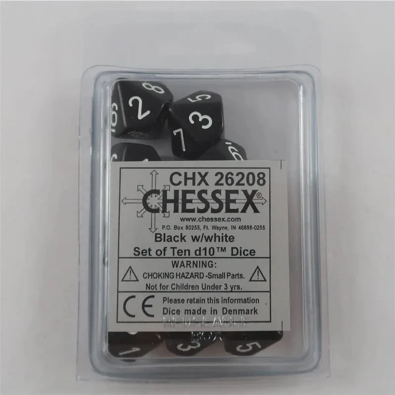 Chessex Opaque Black/white 10 x W10 Set