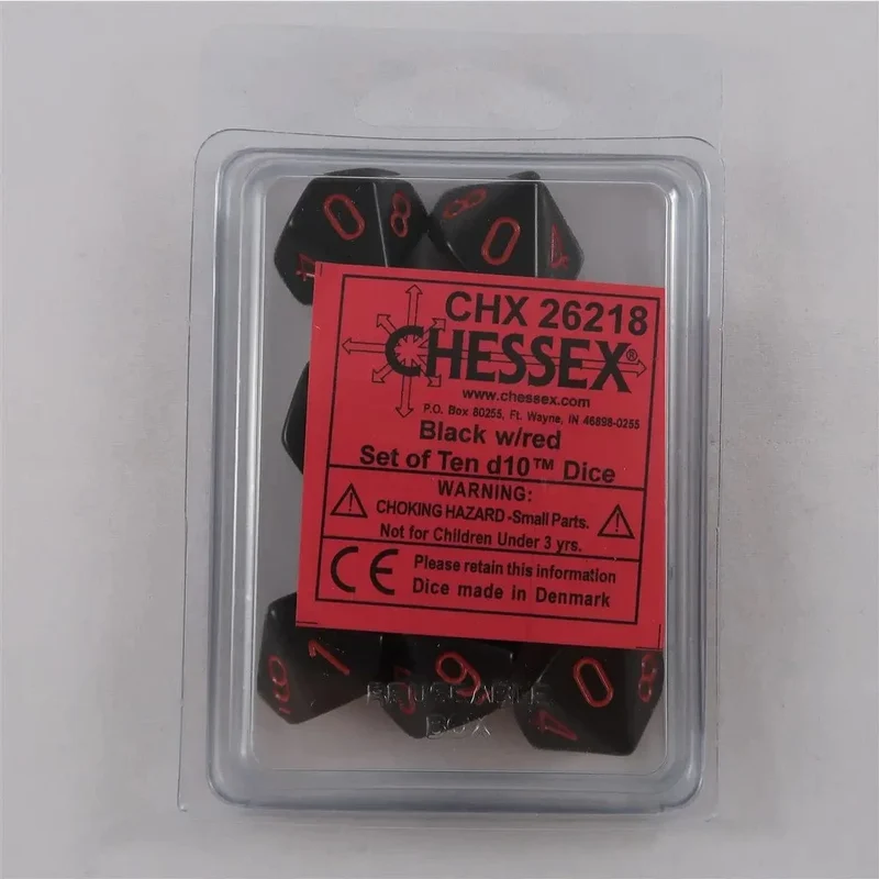 Chessex Opaque Black/red 10 x W10 Set