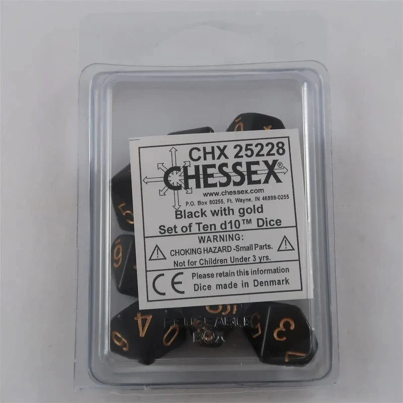 Chessex Opaque Black/gold 10 x W10 Set