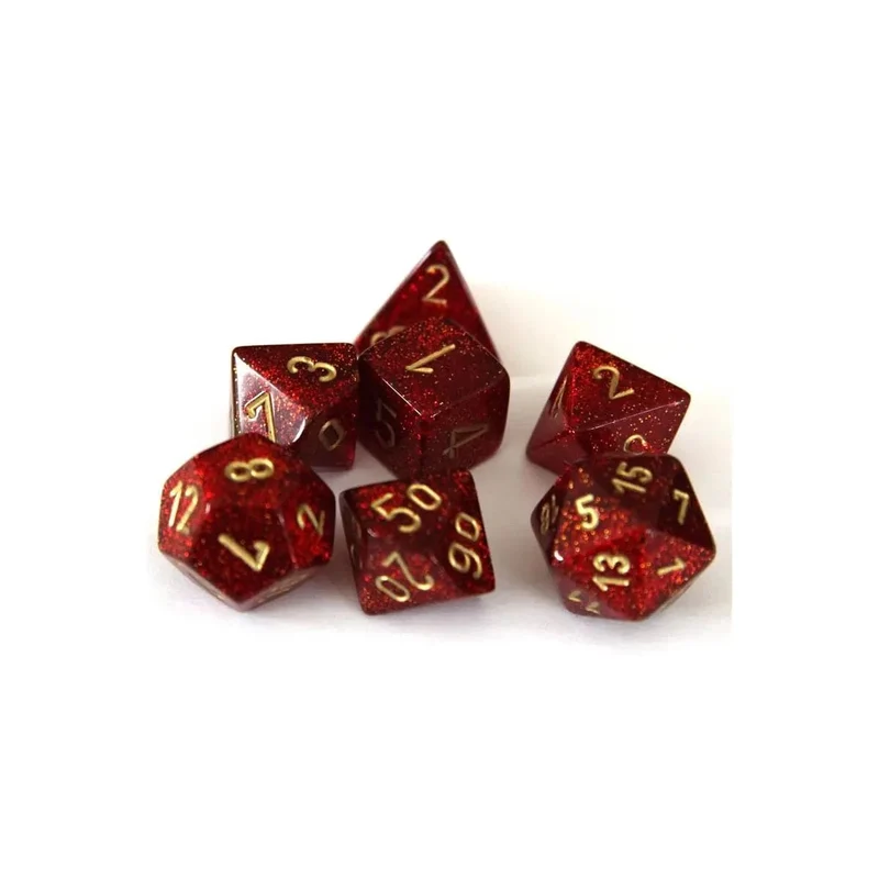 Chessex Glitter ruby/gold Set