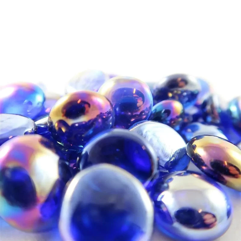 Chessex Glasspielsteine Crystal DK blue Iridized