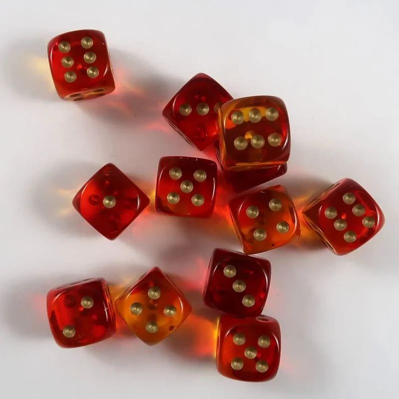 Chessex Gemini translucent red-yellow/gold W6 16mm Set