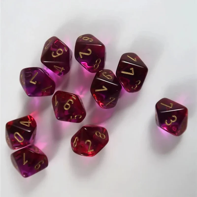 Chessex Gemini translucent violet-red/gold 10 x W10 Set
