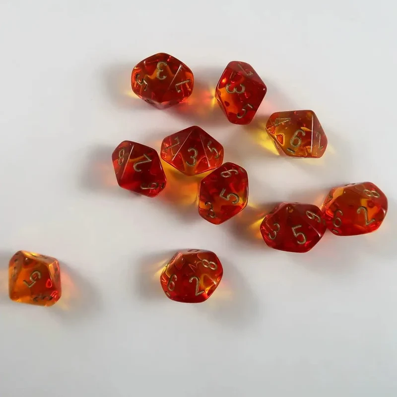 Chessex Gemini translucent red-yellow/gold 10 x W10 Set