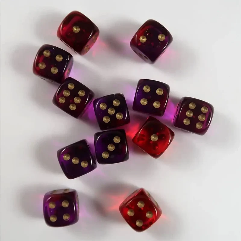 Chessex Gemini translucent red-violet/gold W6 16mm Set