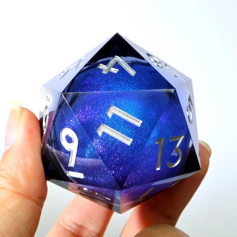 Dice of Dragonkind - Blue XXL Liquidcore D20 (50 mm)