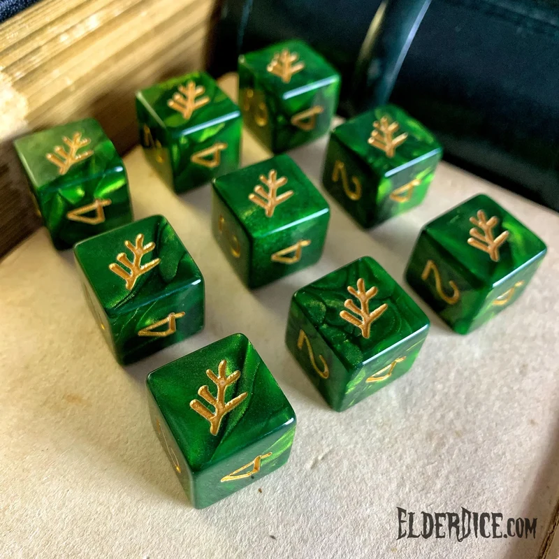 Elder Dice 9x D6 in Reagenglas