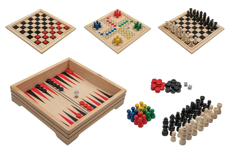 Holz Spielesammlung Mini mit 4 Spielen – Philos