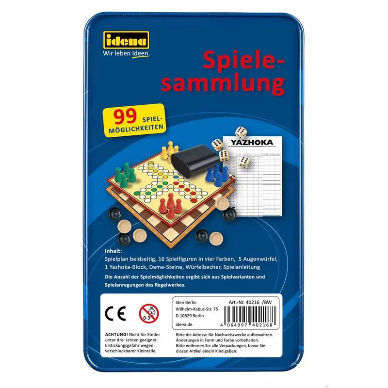 Idena Spielesammlung 99 Spielmöglichkeiten Metallbox