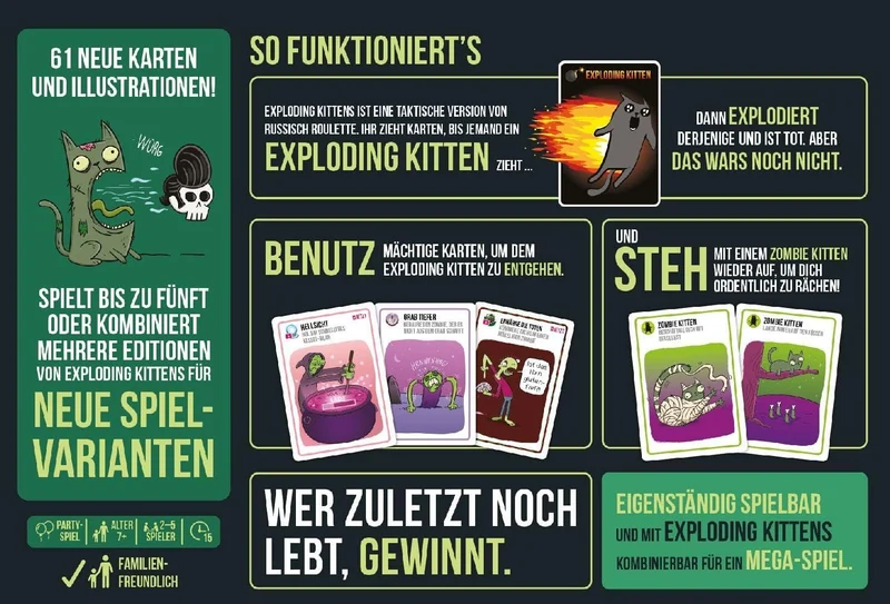 Exploding Kittens: Zombie Kittens – Party-Kartenspiel