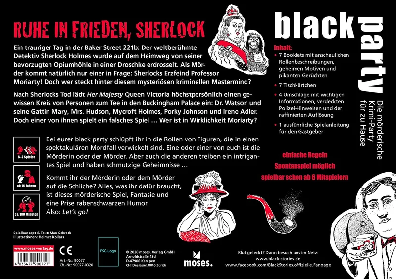 Kartenspiel - Black Party: Ruhe in Frieden Sherlock
