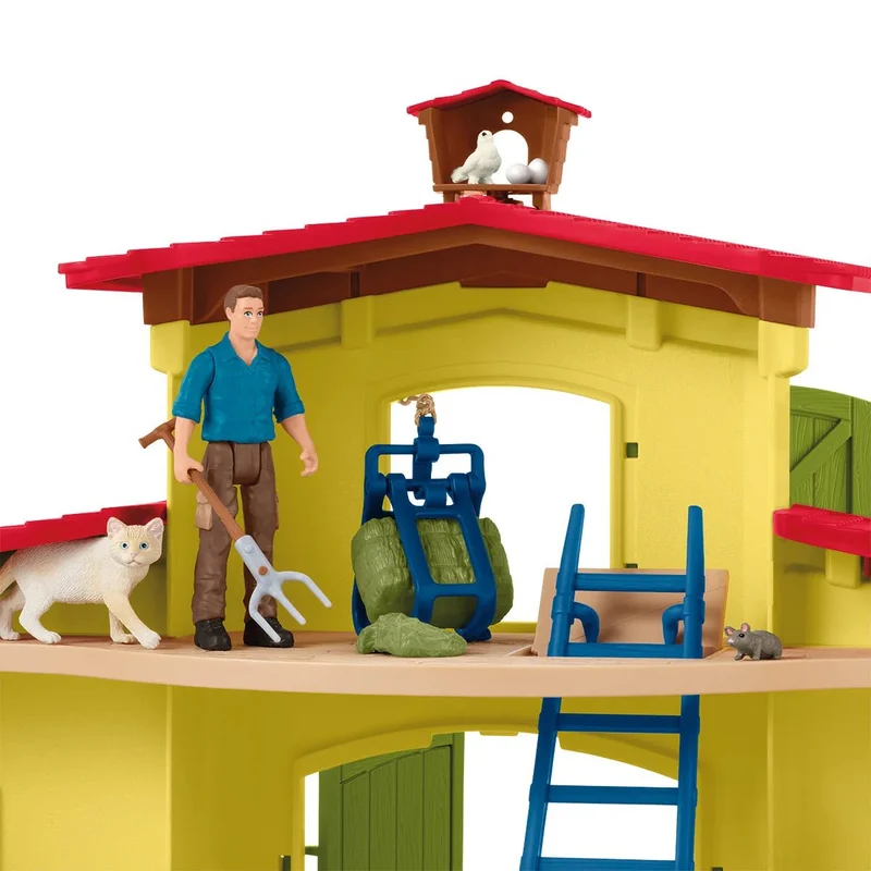 Schleich Großer Stall 42605 – Bauernhof-Spielset mit Tieren & Zubehör