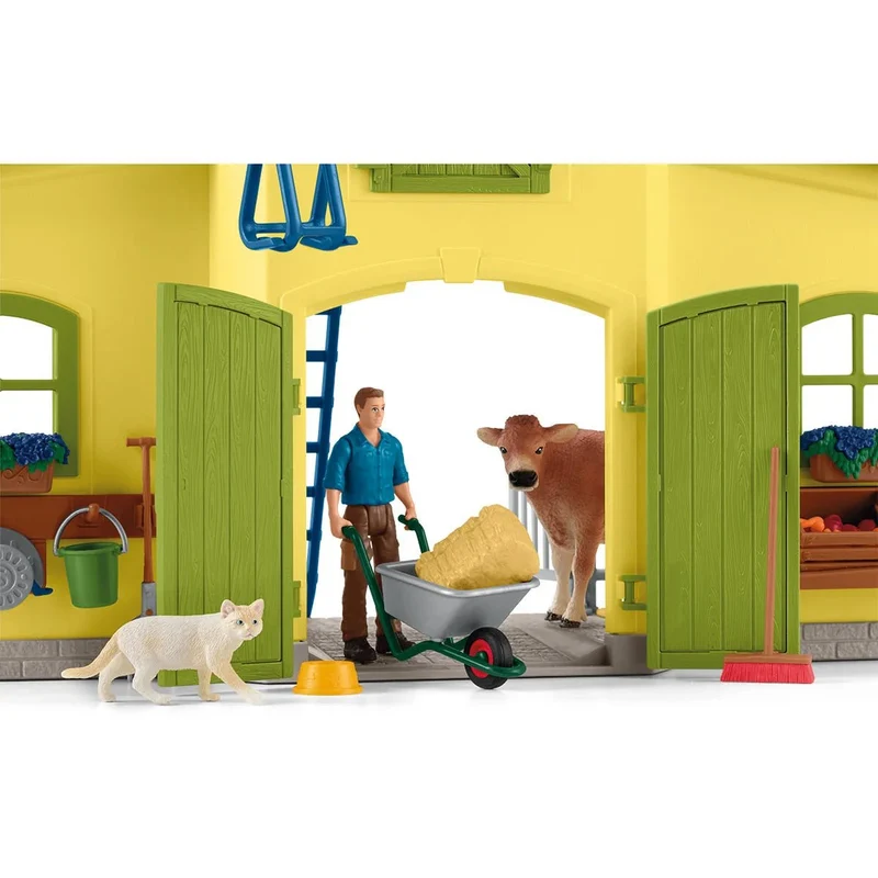 Schleich Großer Stall 42605 – Bauernhof-Spielset mit Tieren & Zubehör