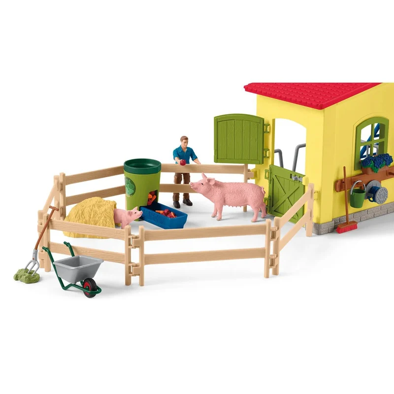 Schleich Großer Stall 42605 – Bauernhof-Spielset mit Tieren & Zubehör