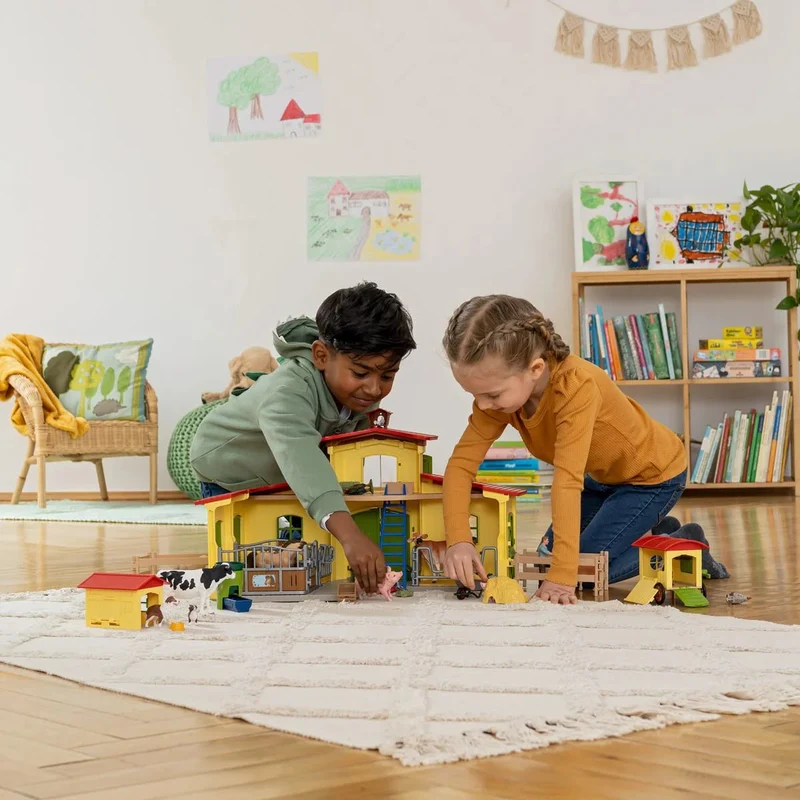Schleich Großer Stall 42605 – Bauernhof-Spielset mit Tieren & Zubehör
