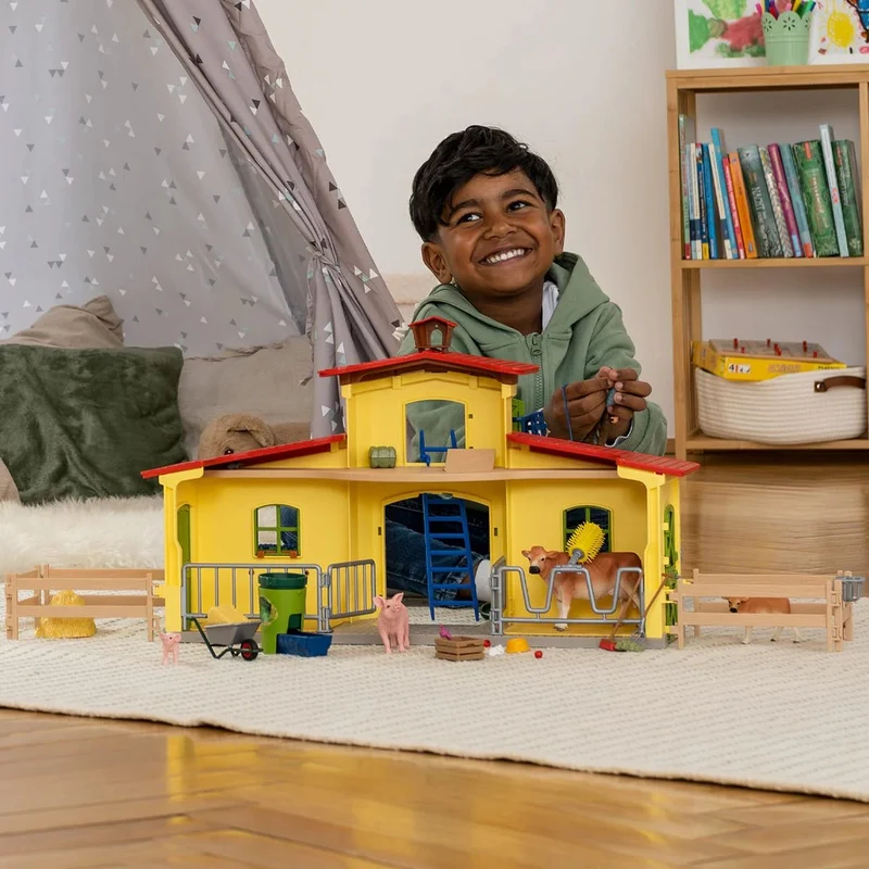 Schleich Großer Stall 42605 – Bauernhof-Spielset mit Tieren & Zubehör