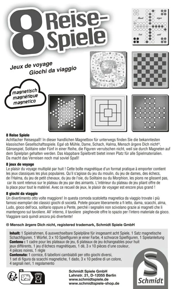 8 Reise-Spiele, magnetische Spielesammlung