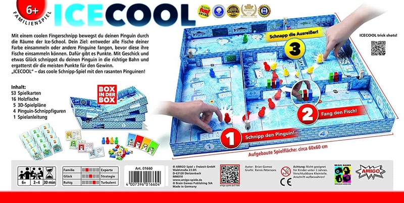 ICECOOL Kinderspiel – Actionreiches Schnippspiel mit Pinguinen