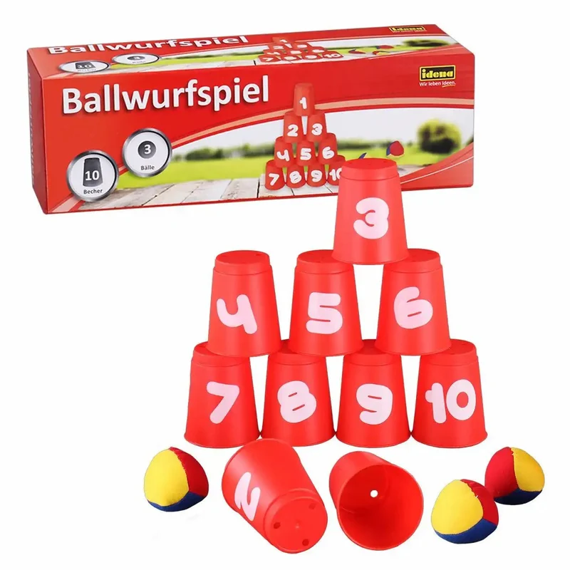 Ballwurfspiel 10 Becher und 3 Bällen