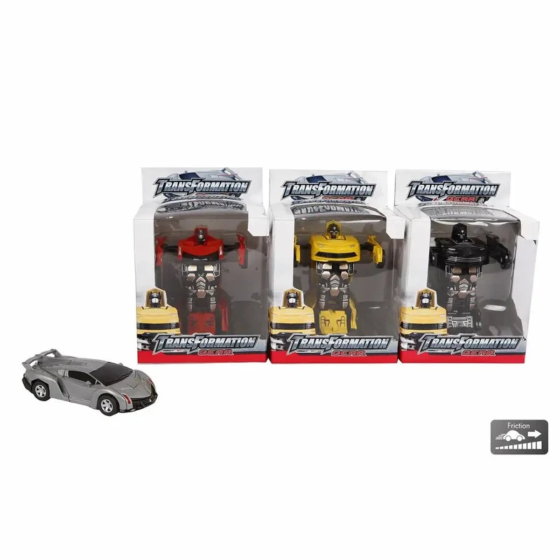 Transformer Gear Roboter/Sportwagen 14cm Friktion 4fach sortiert