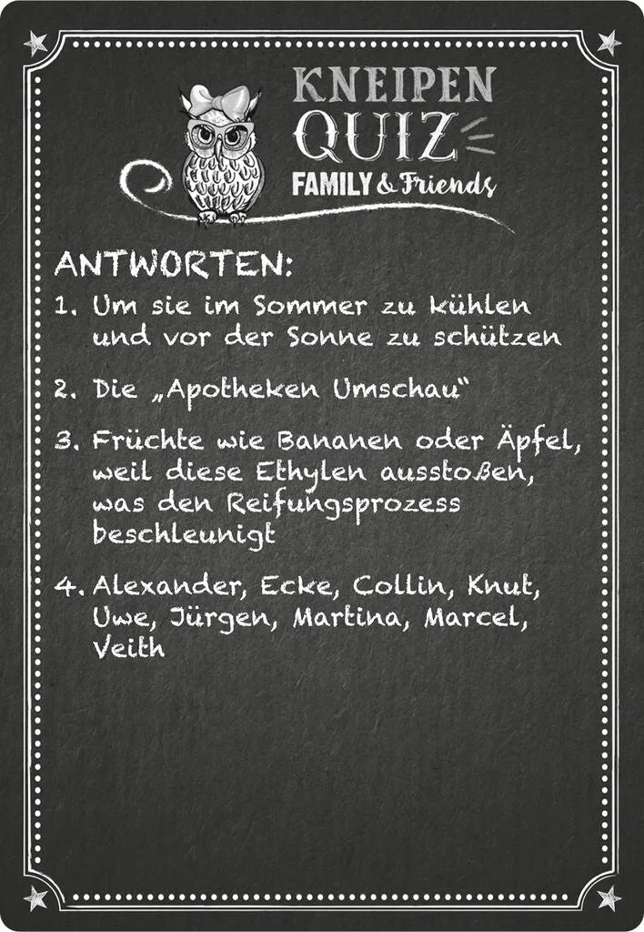 Kneipenquiz – Family & Friends Spezial mit persönlichen Fragen für die Liebsten