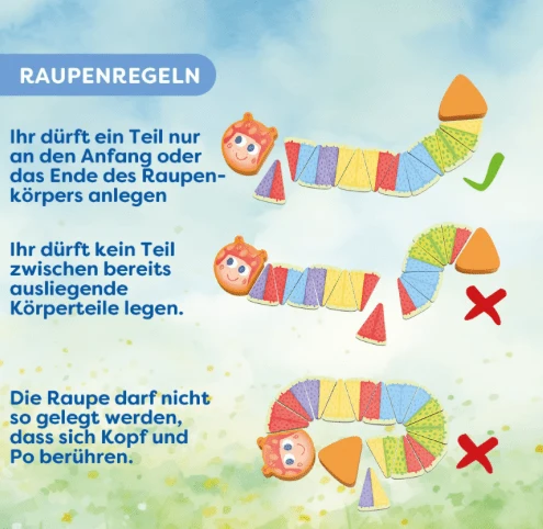 Raupe Rosa – Farbenlernspiel nach Domino-Prinzip