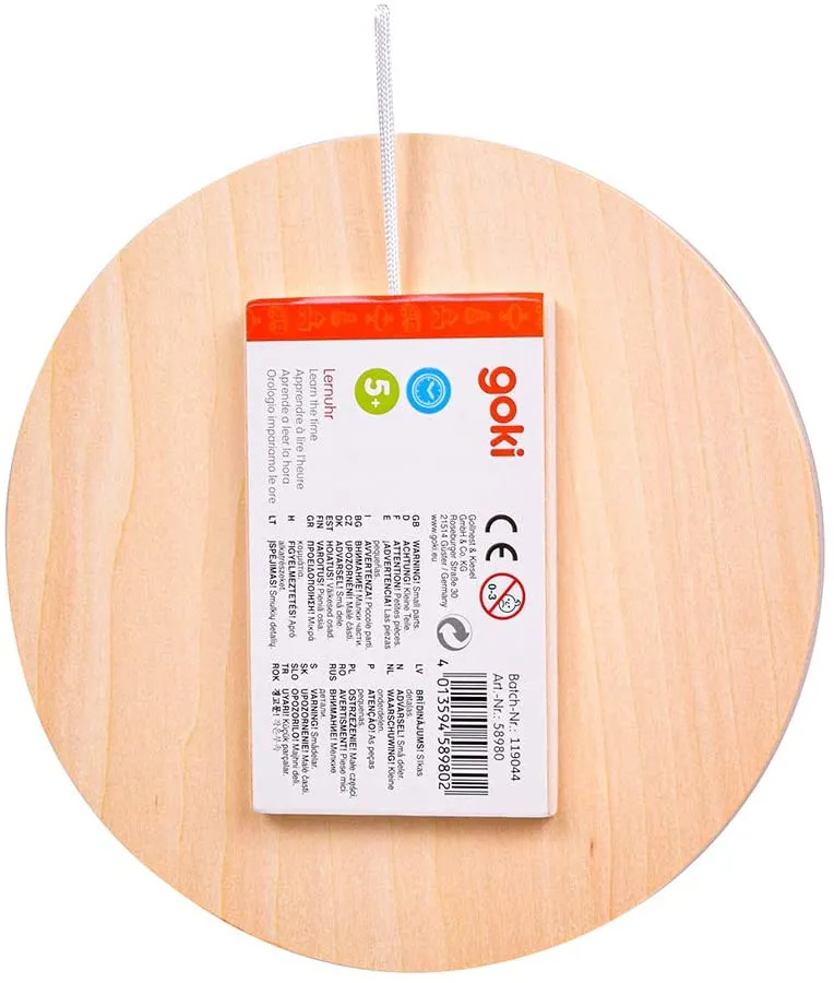Goki Lernuhr aus Holz 18 cm für Kinder ab 5 Jahren